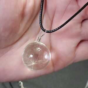 Make a wish necklace 18-20" dandelion black cord